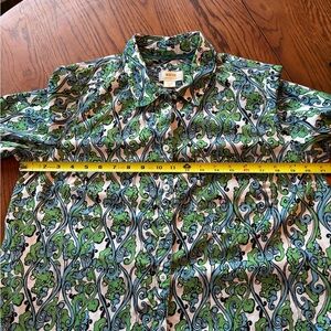 Anthropologie Maeve Blue and Green Swirl Button Down Shirt